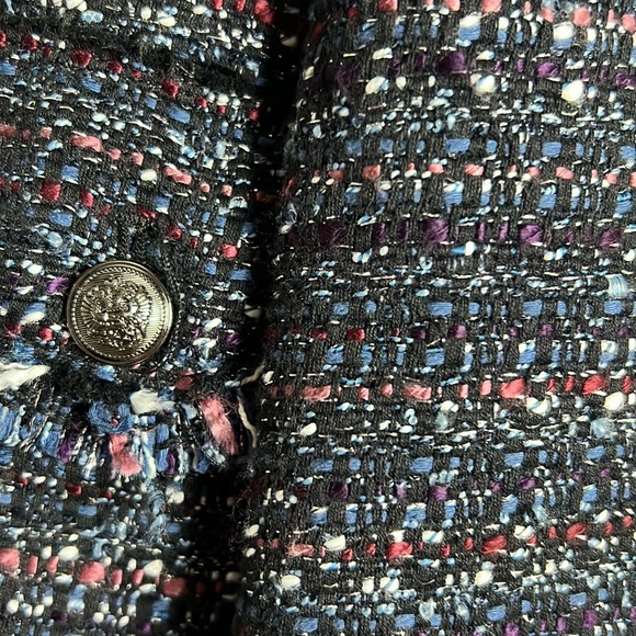 FOR THE REPUBLIC Purple/Navy/Silver Frey Open Blazer Jacket 12 - Picture 6 of 7